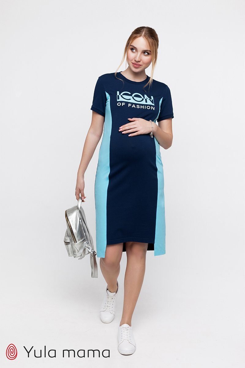 Трикотажна сукня -футболка для вагітних і годуючих Koi темно-синій
