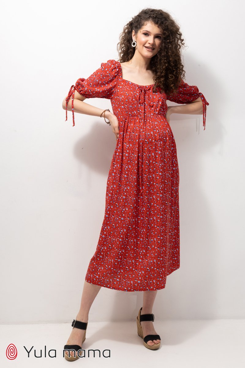 Летнее платье Briella для беременных и кормящих - красное