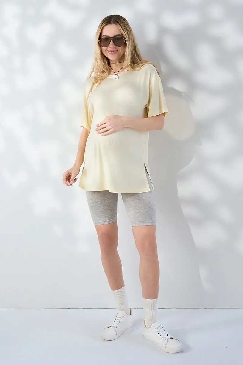 Велосипедки для вагітних в рубчик Verta light — сірий меланж