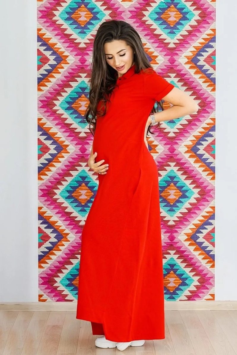Длинное платье для беременных 1292477 красное
