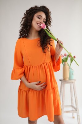 Трикотажне плаття  для вагітних 1459711 апельсиновий