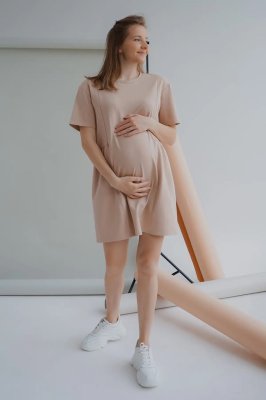 Платье для беременных и кормящих 4242262 теплый песок