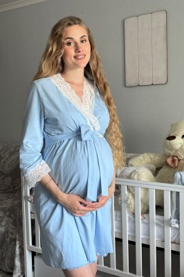 Халат для беременных 2065 1227 голубой