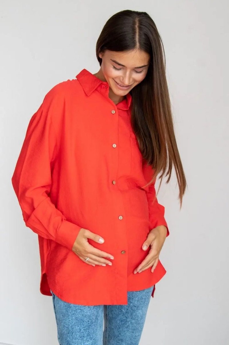 Блуза-рубашка для беременных 2101711 красная