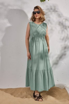 Довга сукня для вагітних та годуючих Noemie зелена