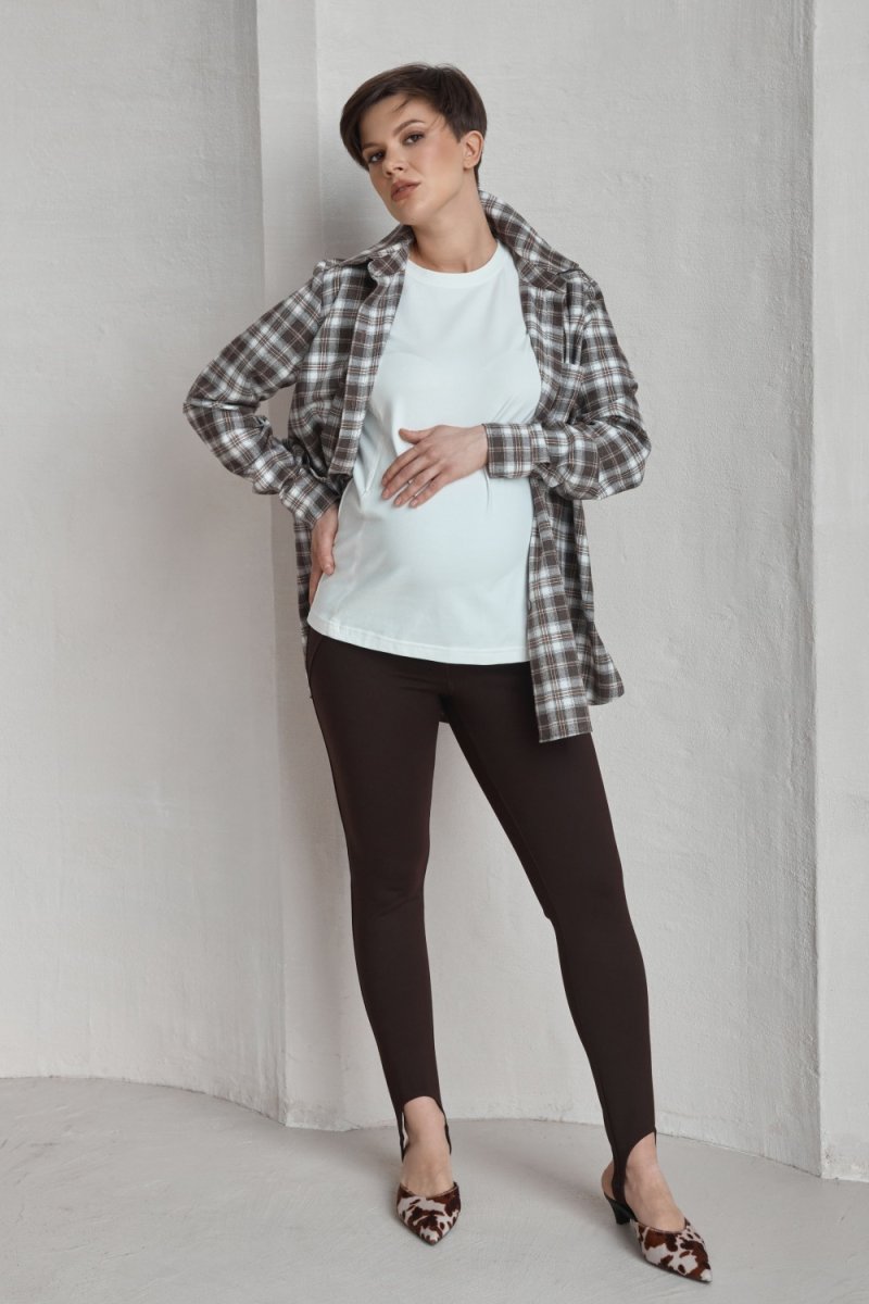 Сорочка у клітку для вагітних 2601 1196 шоколадний у клітку