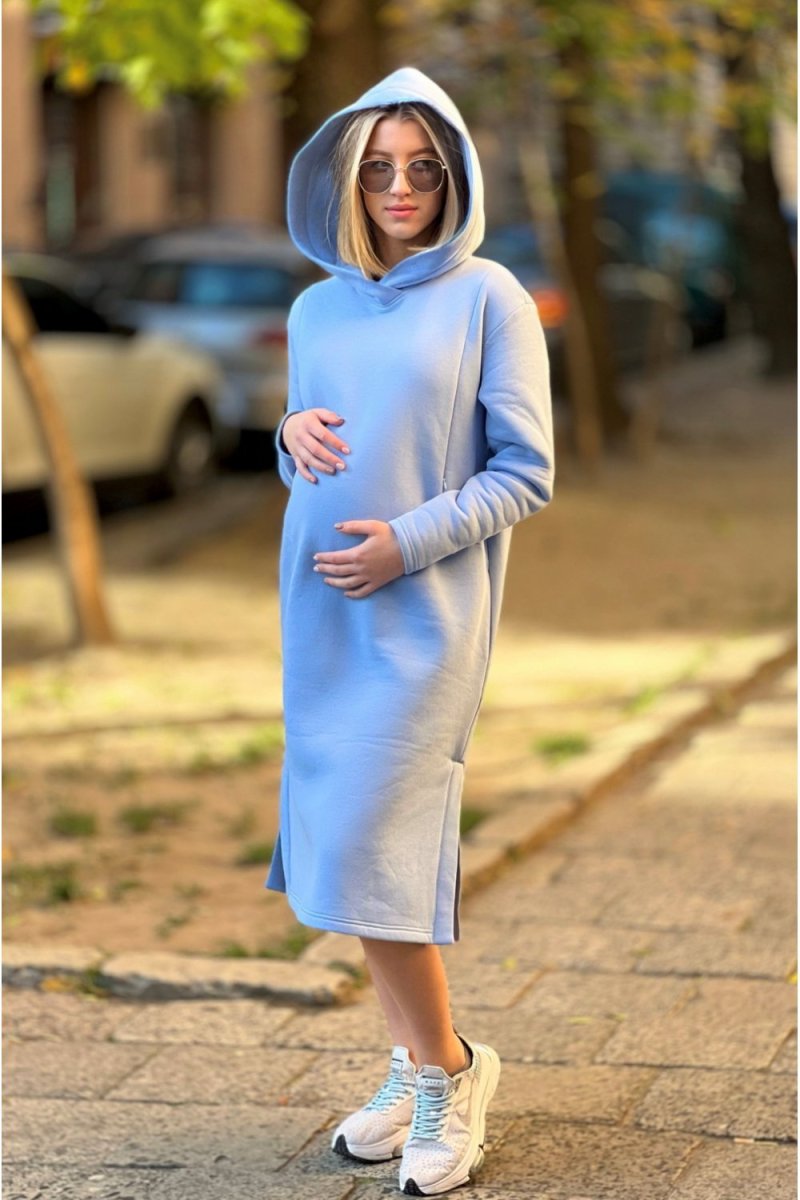 Трикотажна сукня  для вагітних та годуючих 2235 1426 блакитна