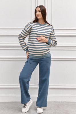 Свитшот для беременных и кормящих 2357 1484 темно-голубой в полоску