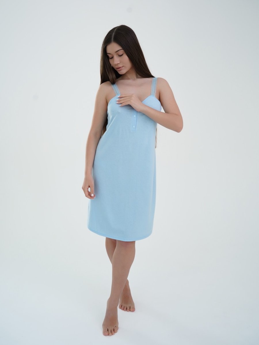 Нічна сорочка для вагітних та годування 24144 блакитний