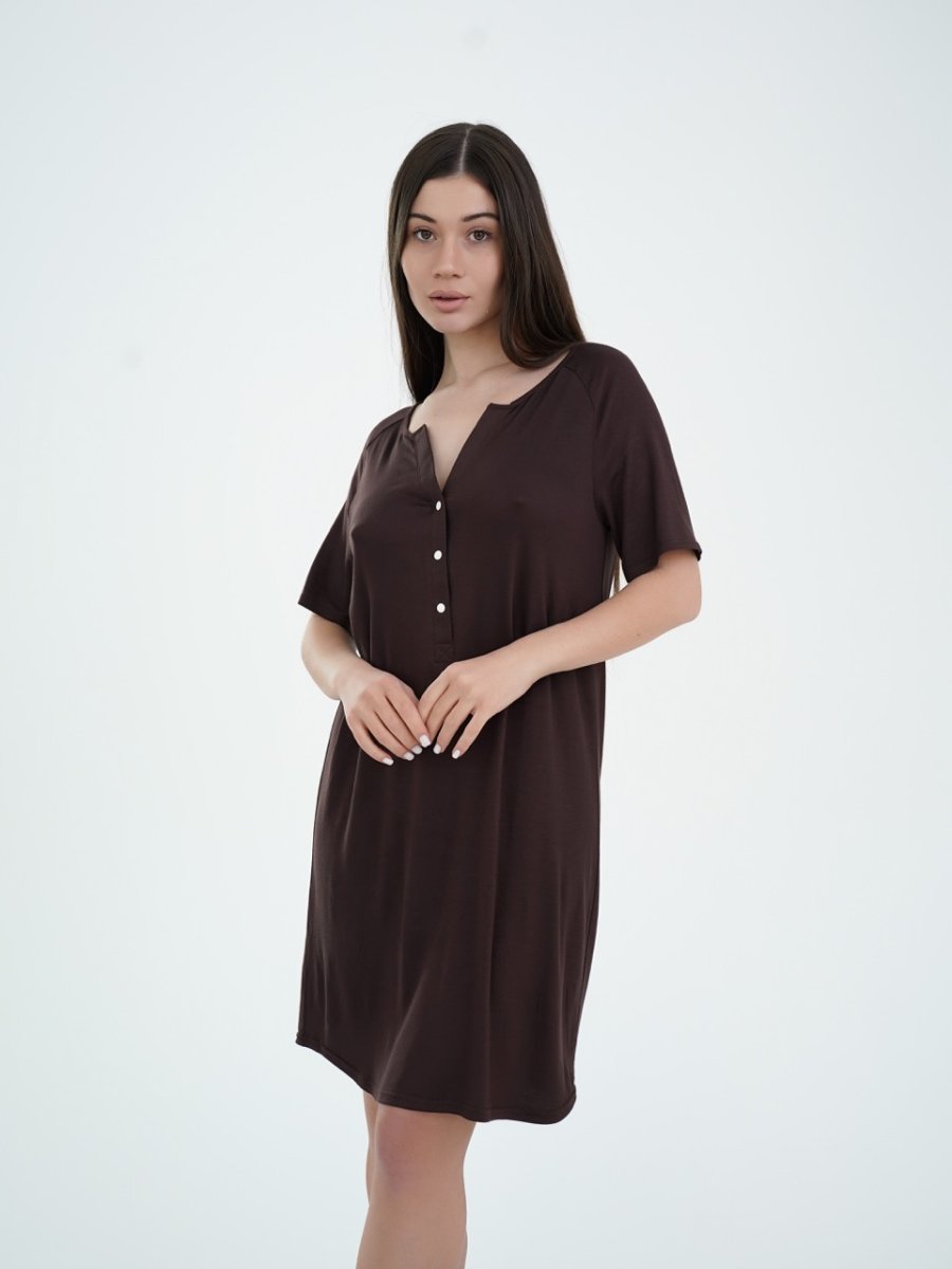 Нічна сорочка 24190 для вагітних та годуючих Lazy какао