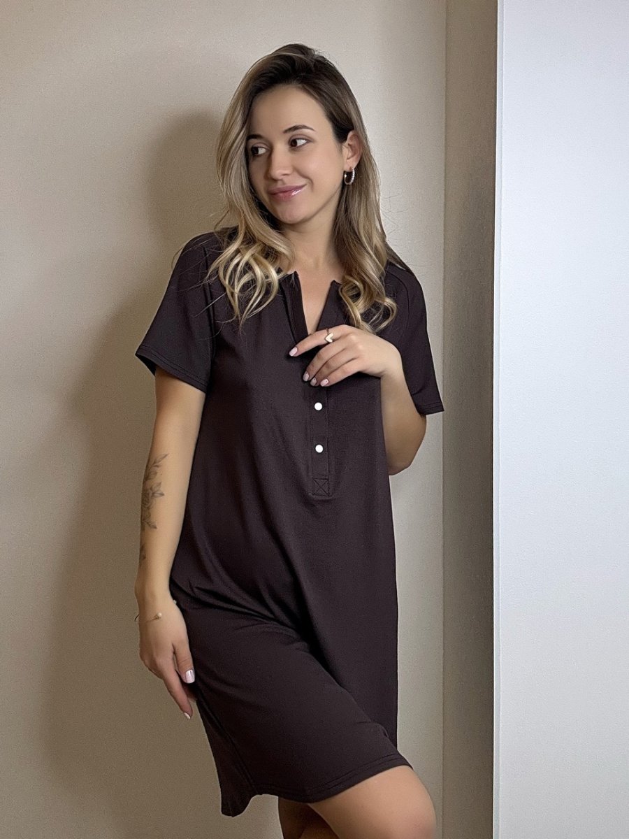 Нічна сорочка 24190 для вагітних та годуючих Lazy шоколадний