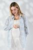 Картата сорочка блакитно-молочна для вагітних та годуючих Rey