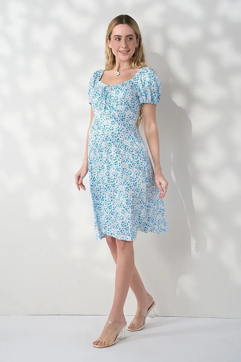 Елегантна сукня для вагітних та годуючих з блакитними квітами Eileen
