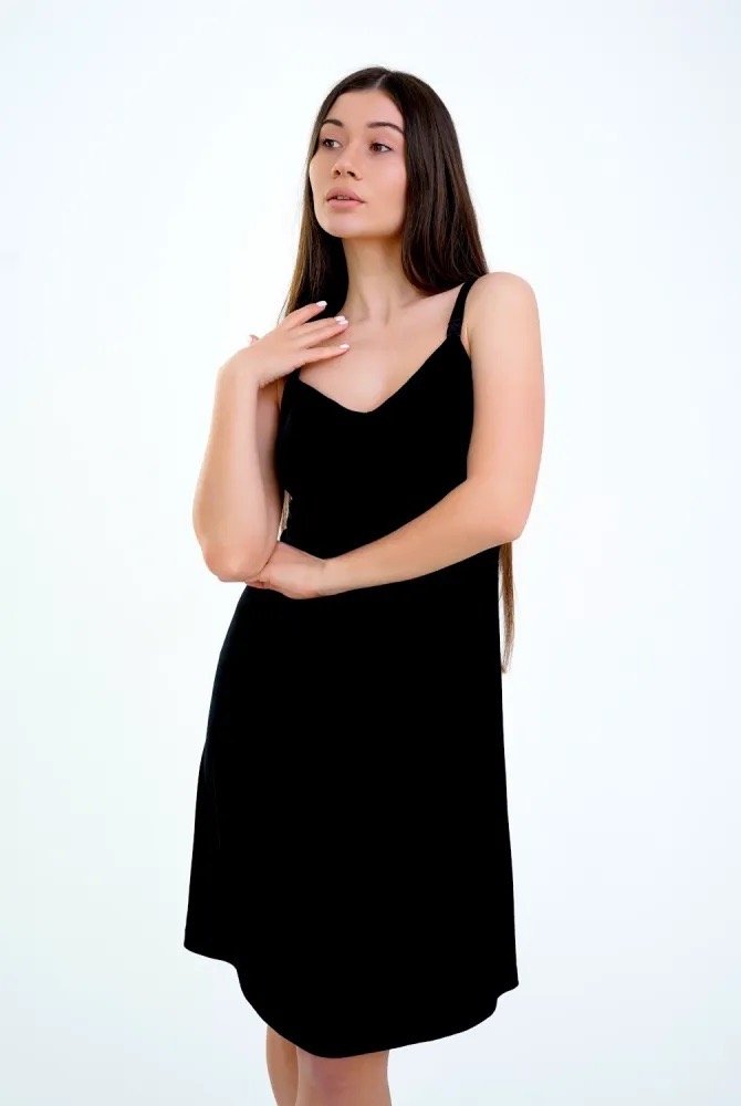 Изящная рубашка для беременных и кормящих 24195 черная