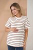 Футболка для вагітних та годуючих молочна в смужку капучино Kirby 