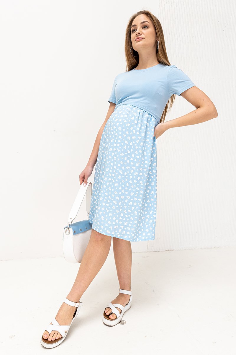 Трикотажна сукня  для вагітних та годуючих Gwinnett блакитна