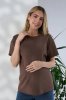 Футболка для вагітних та годуючих Goldie - шоколадна