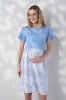 Платье для беременных и кормящих с трикотажным топом Marine — голубое с цветочками