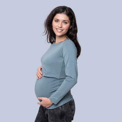Жіночий лонгслів для вагітних і годуючих - блакитний