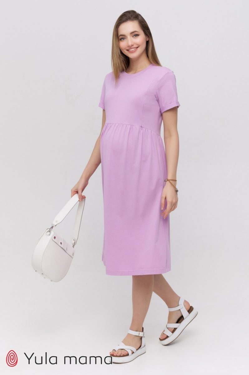 Трикотажна сукня -футболка для вагітних і годуючих Sophie лаванда
