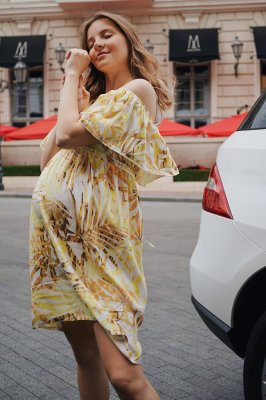 Летнее платье для беременных 4084604 жёлтое