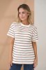 Футболка для вагітних та годуючих молочна в смужку капучино Kirby 