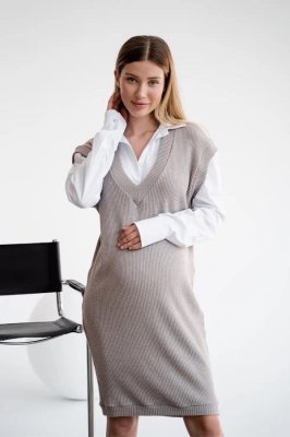 Трикотажна сукня  для вагітних 4371142 мокко