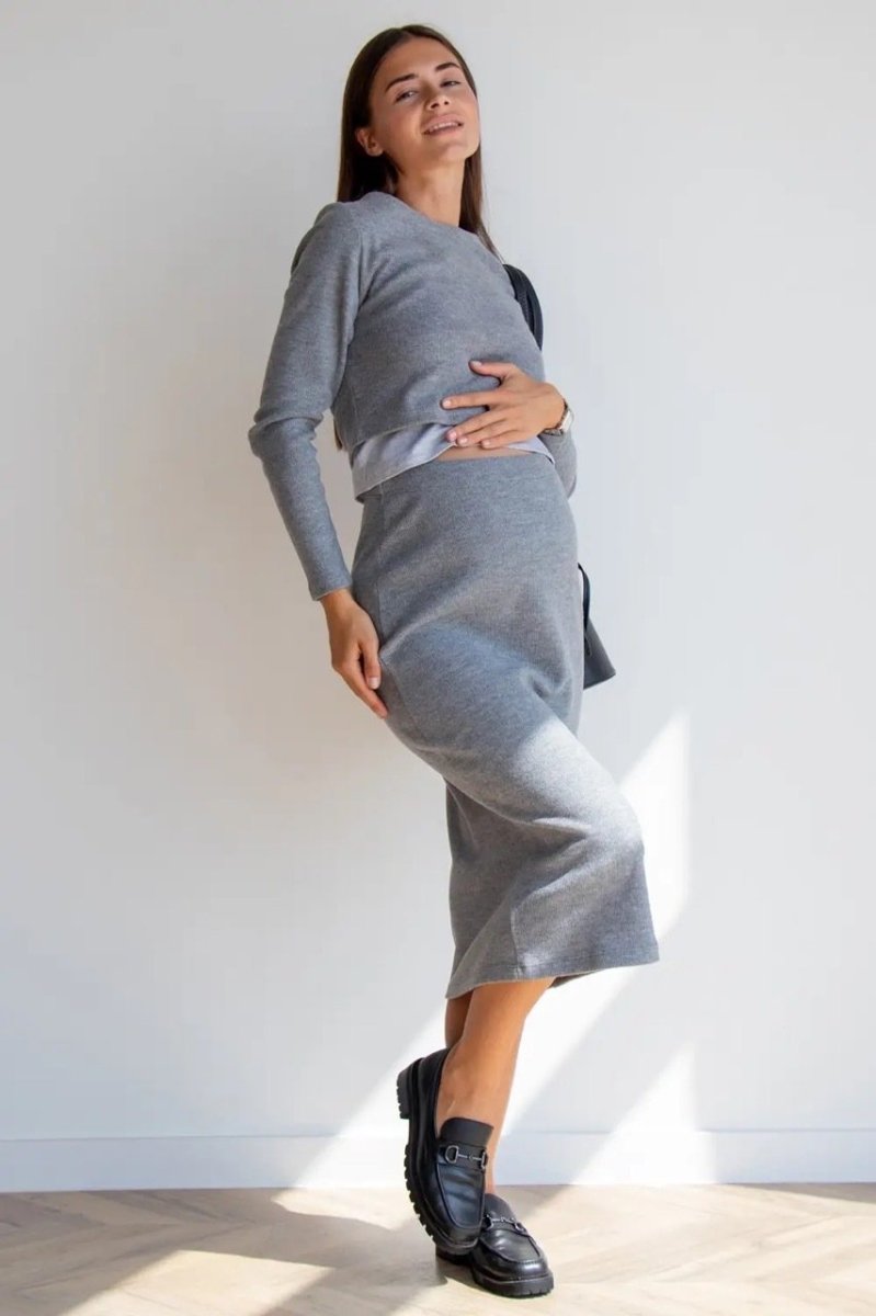 Трикотажний костюм для вагітних та годуючих 4477153-4 сірий