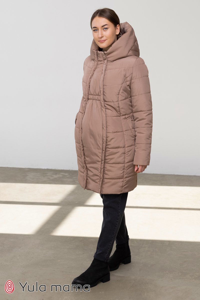 Стильное зимнее пальто 2 в 1 для беременных Eyla капучино