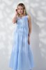 Довга сукня для вагітних та годуючих із жатої тканини Noemie - блакитна