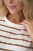 Футболка для вагітних та годуючих молочна в смужку капучино Kirby 