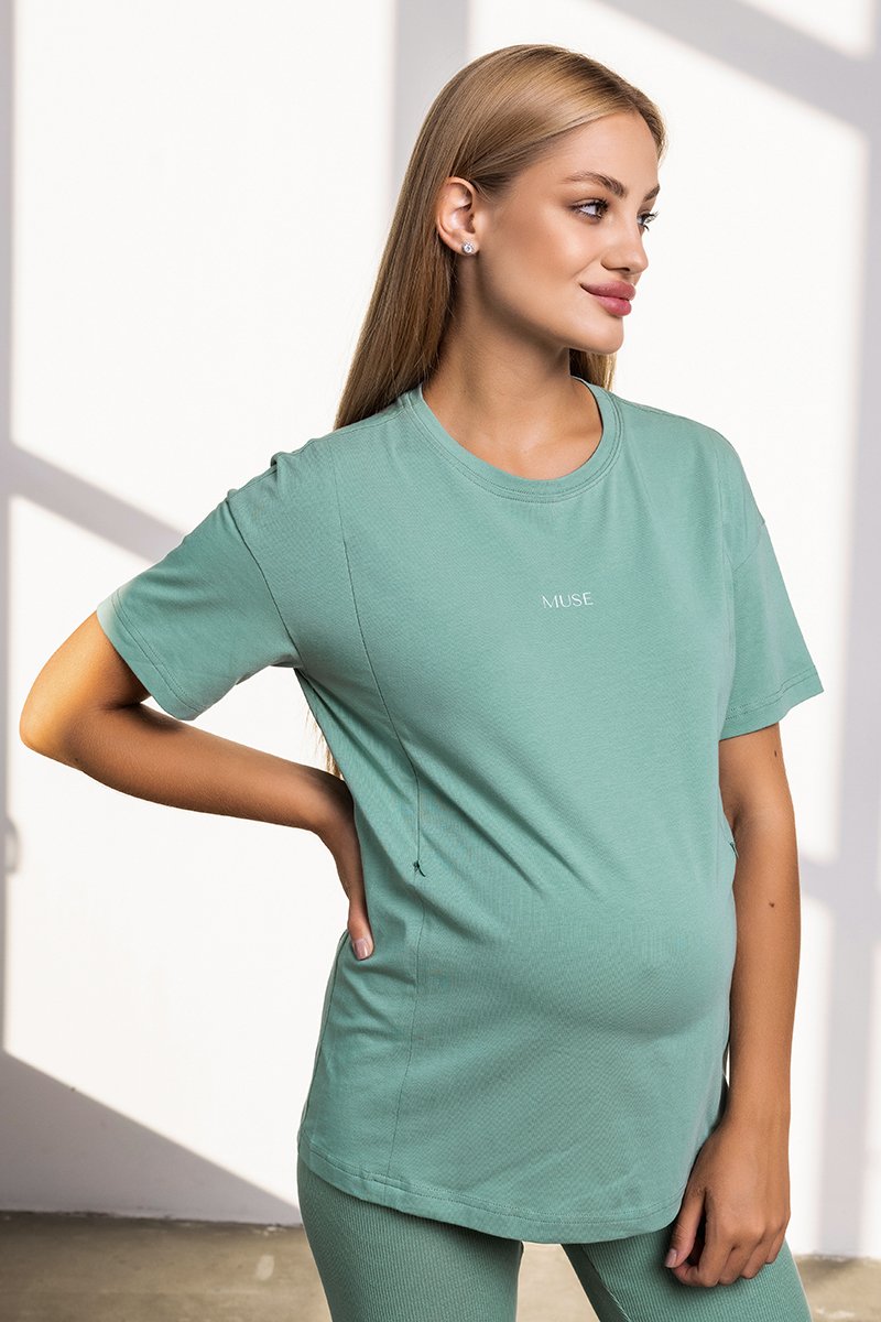 Стильна футболка Muse для вагітних і годуючих - полинь
