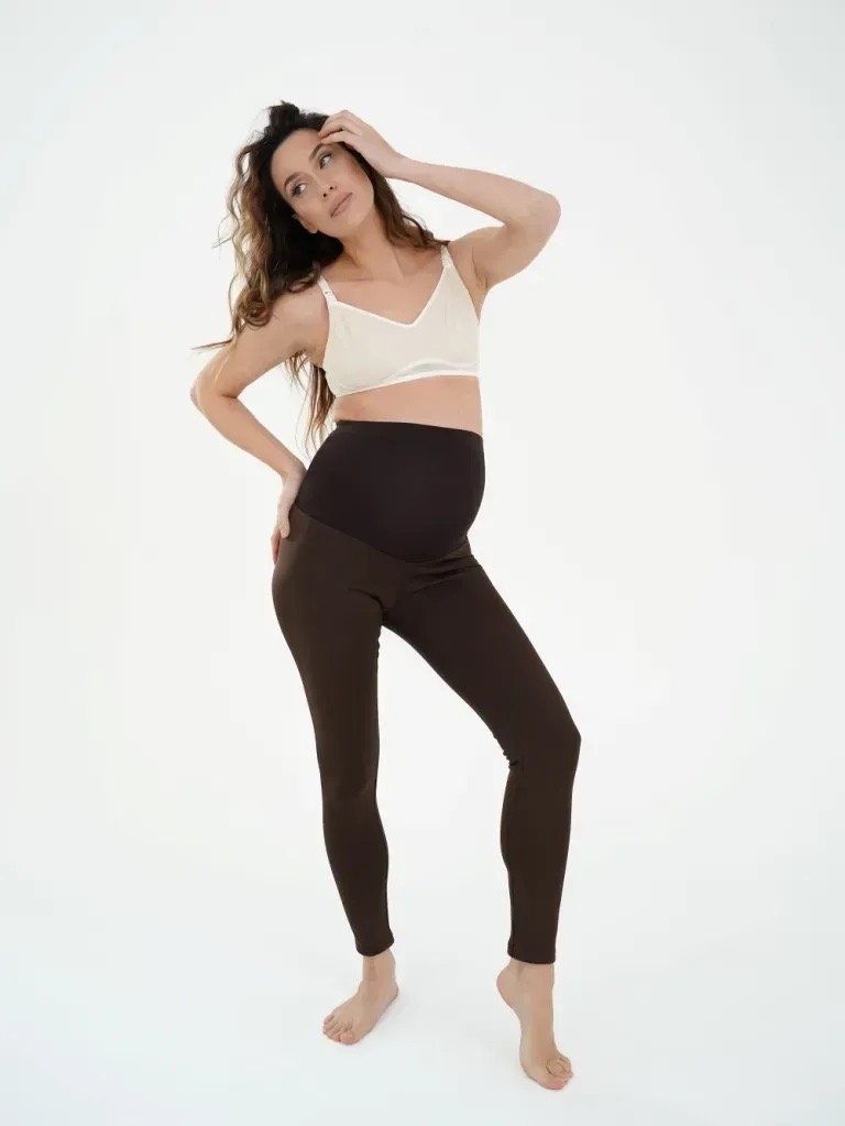 Теплі штани для вагітних на щільному флісі 670 шоколадні