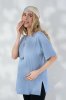 Туніка для вагітних та годуючих із трикотажу в рубчик Maily — блакитна