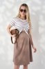 Двокольорова сукня в смугу капучино для вагітних та годуючих Becky