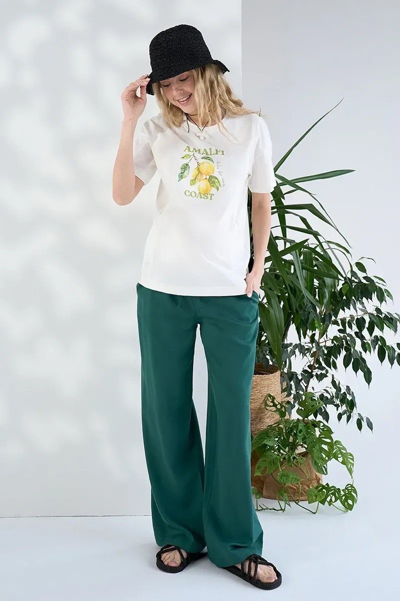 Прямі брюки для вагітних із тенселю — Mara смарагдові