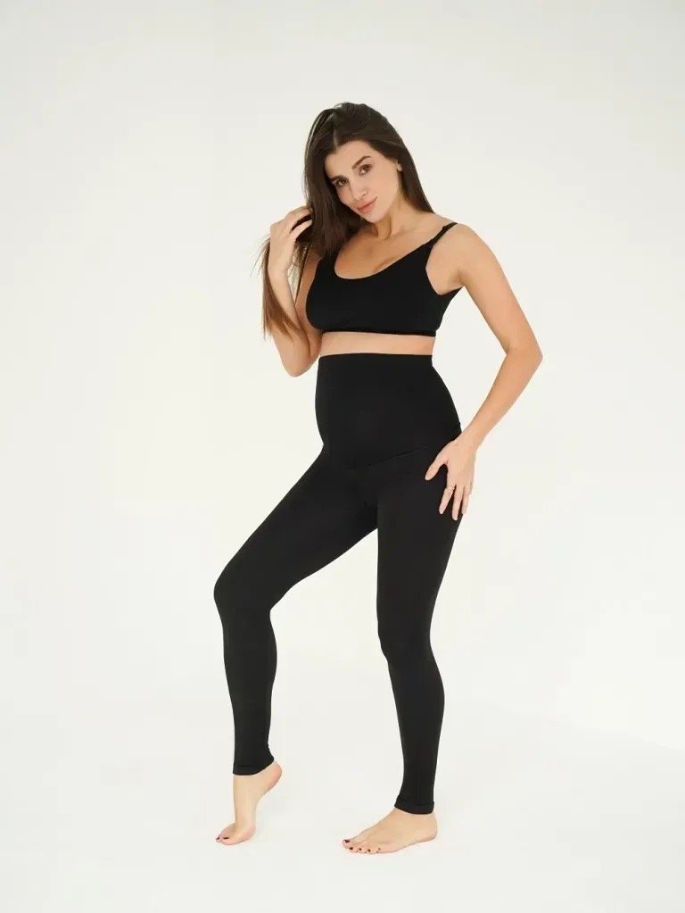 Теплі легінси для вагітних на щільному флісі 670 чорні