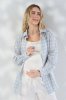 Картата сорочка блакитно-молочна для вагітних та годуючих Rey