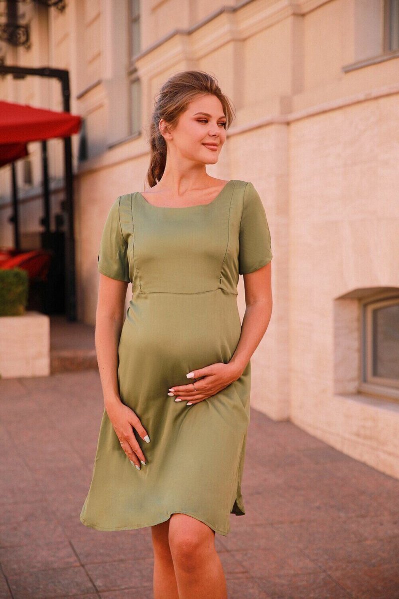 Летнее платье для беременных и кормящих 4182616 хаки