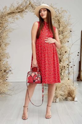 Літня сукня Sofia для вагітних і годуючих у квітку - червона
