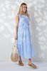 Довга сукня для вагітних та годуючих із жатої тканини Noemie - блакитна