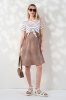 Двокольорова сукня в смугу капучино для вагітних та годуючих Becky