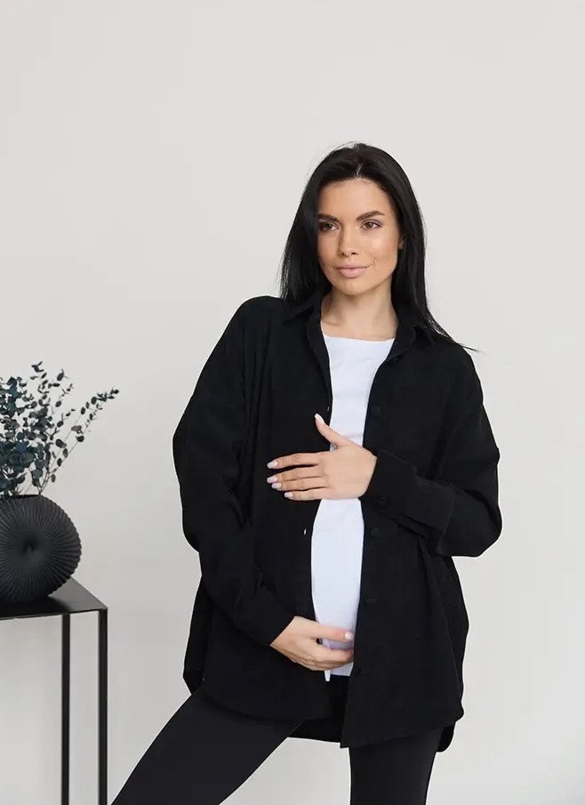 Вельветовая рубашка для беременных Varna - черная