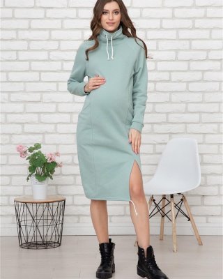 Трикотажна сукня  худі на флісі для вагітних та годуючих 0179