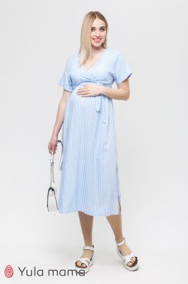Летнее платье для беременных и кормящих Gretta голубая полоска