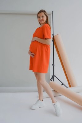 Летнее платье для беременных и кормящих 4242262 оранжевое