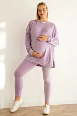 Плюшевый костюм 2в1 для беременных и кормящих мам 4473154-4 лаванда