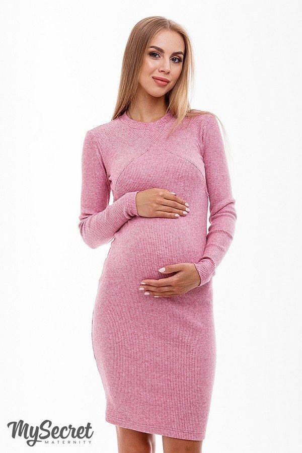 Трикотажное платье для беременных и кормящих Marika розовое