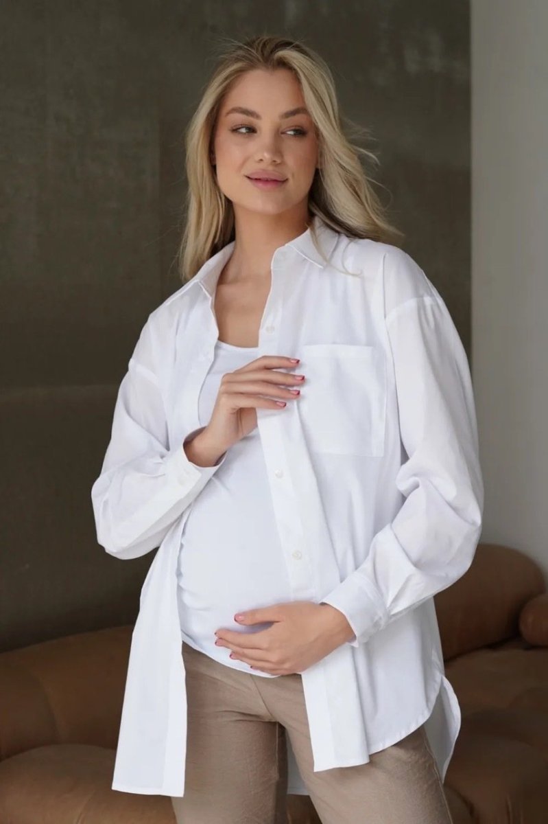 Блуза сорочка для вагітних і годуючих мам 2101765 біла