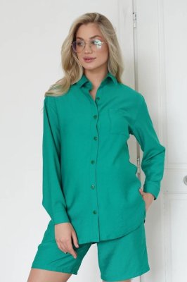 Льняний костюм для вагітних 5000711 зелений